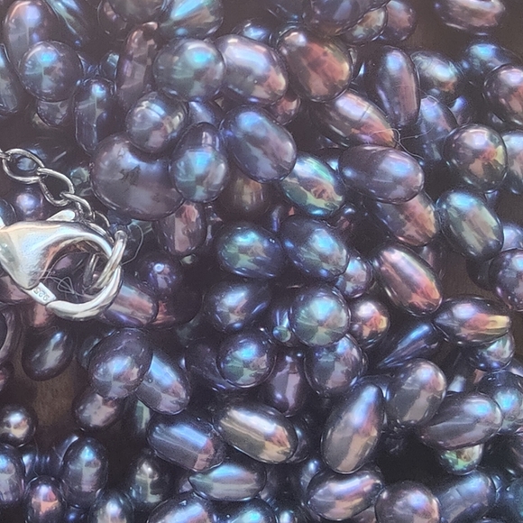 ✨HP✨ Lucas Lameth | 80s Hand Knotted Peacock Freshwater Pearls Sterling Necklace - Picture 5 of 6